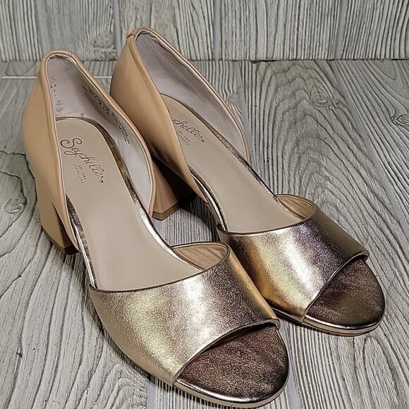 Seychelles Shabby Chic Rose Gold Peep Toe Sandals Heels Womens Size 6.5 NEW - Picture 11 of 13